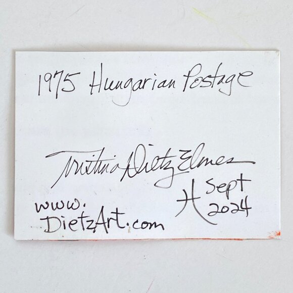 ACEO Original Mixed Media Art 1975 Hungary Bird Postage Stamp ATC - Picture 4 of 4